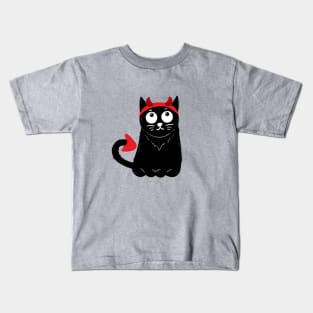 Halloween Black Cat Demon Kids T-Shirt